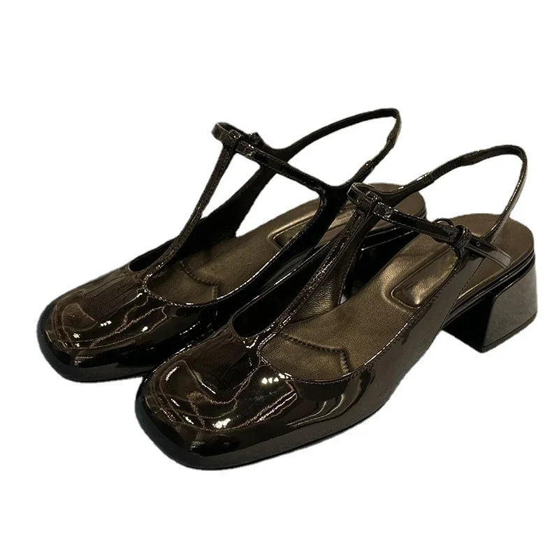 LIZAKOSHT  -  Sandals Women's Fashion Patent Leather Mary Jane Women's Shoes with Shallow Heels