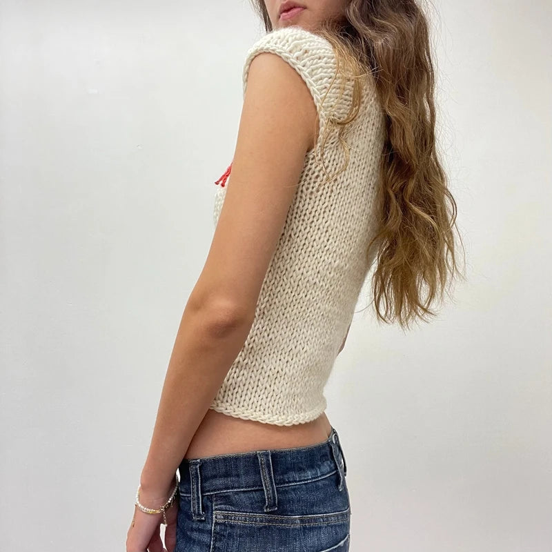 LIZAKOSHT  -  Butterfly/Bow Knit Short Sleeve Sweater Tees Aesthetic 2000s Retro Grunge T-shirt Preppy Cute Cottage Y2K Crop Tops Knitwear