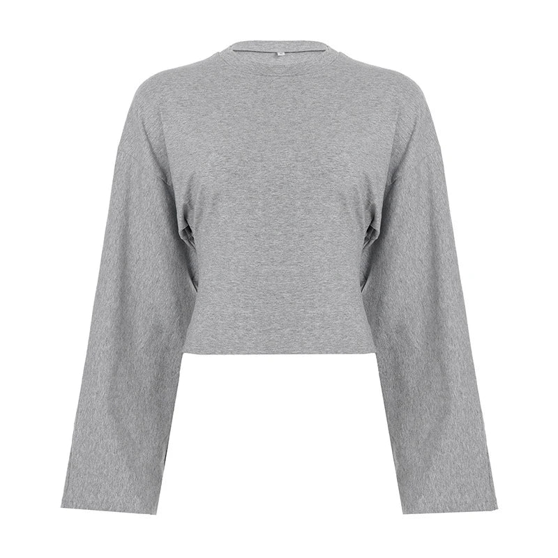 LIZAKOSHT  -  Autumn Casual Basic Solid Color Simple O Neck Long-sleeved T-shirts Casual Loose Fitting Pullover Tees for Womens