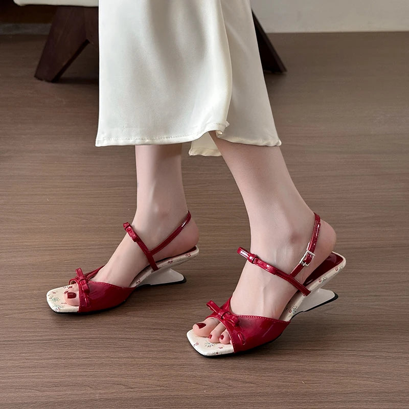 LIZAKOSHT  -  New Summer Butterfly-knot Women Open Toe Sandals Fashion Wedges High Heels Stripper Party Pumps Shoes