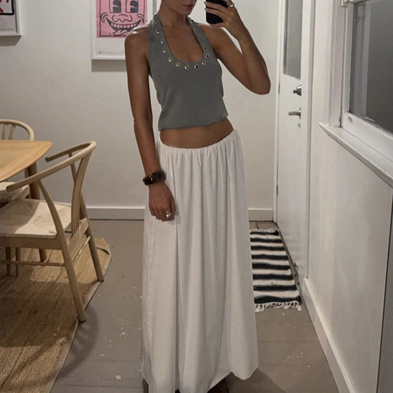 LIZAKOSHT  -  Summer Ribbd Halyer Sleeveless Backless Ladies Streetwear U Neck Crop Top Solid Skinny Hot Sexy Tank Top Clubwear Women