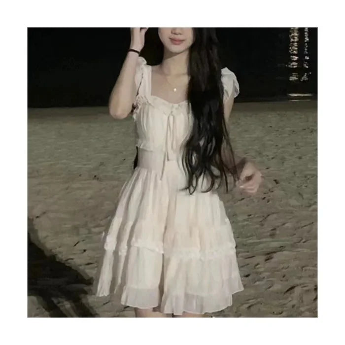 LIZAKOSHT  -  Original Fabric+Lining Zipper Retro Mini Dress High-End Feeling Small Butterfly Knot Small Flying Sleeve Women's Dress