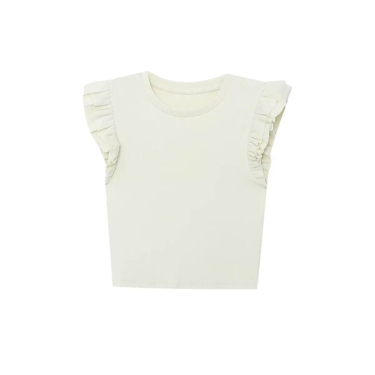 LIZAKOSHT  -  Y2K Woman 2025 Shirts Tops Ruffles Sleeve Cropped T-Shirts Summer Knitted Y2K Top Fashion Tight New Ladies Tops And Blouses