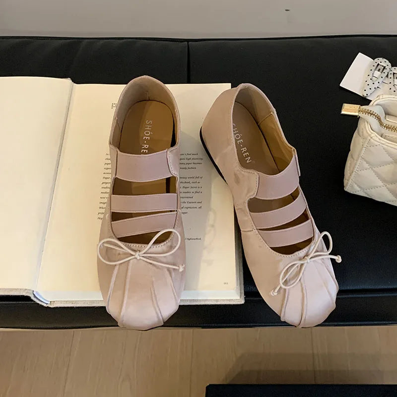LIZAKOSHT  -  New Fashion Elastic Band Women Ballet Flats Dance Shoes Female Height Increasing Mary Janes Ladies Round Toe Footwear Flat Shoes