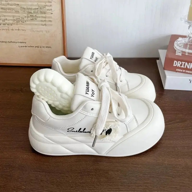 LIZAKOSHT  -  Lovely Sneakers Women Butterfly Print Versatile Lace Up Casual Shoes Thick Bottom Increase Round Toe Trainers Women