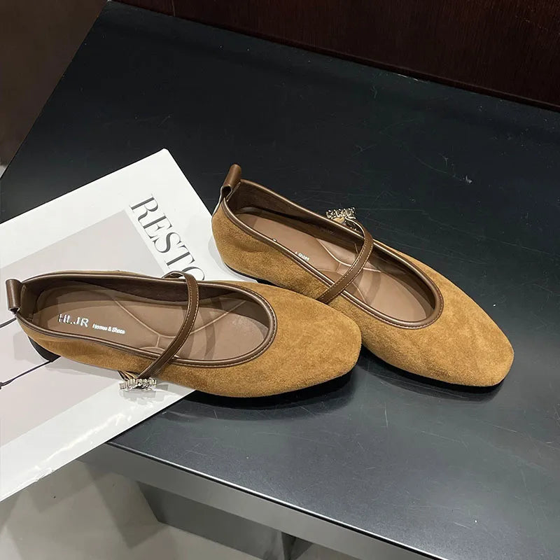 LIZAKOSHT  -  Spring New Women Flat Shoes Fashion Round Toe Ladies Elegant Mary Jane Shoes Soft Flat Heel Dress Single Shoes New Woman