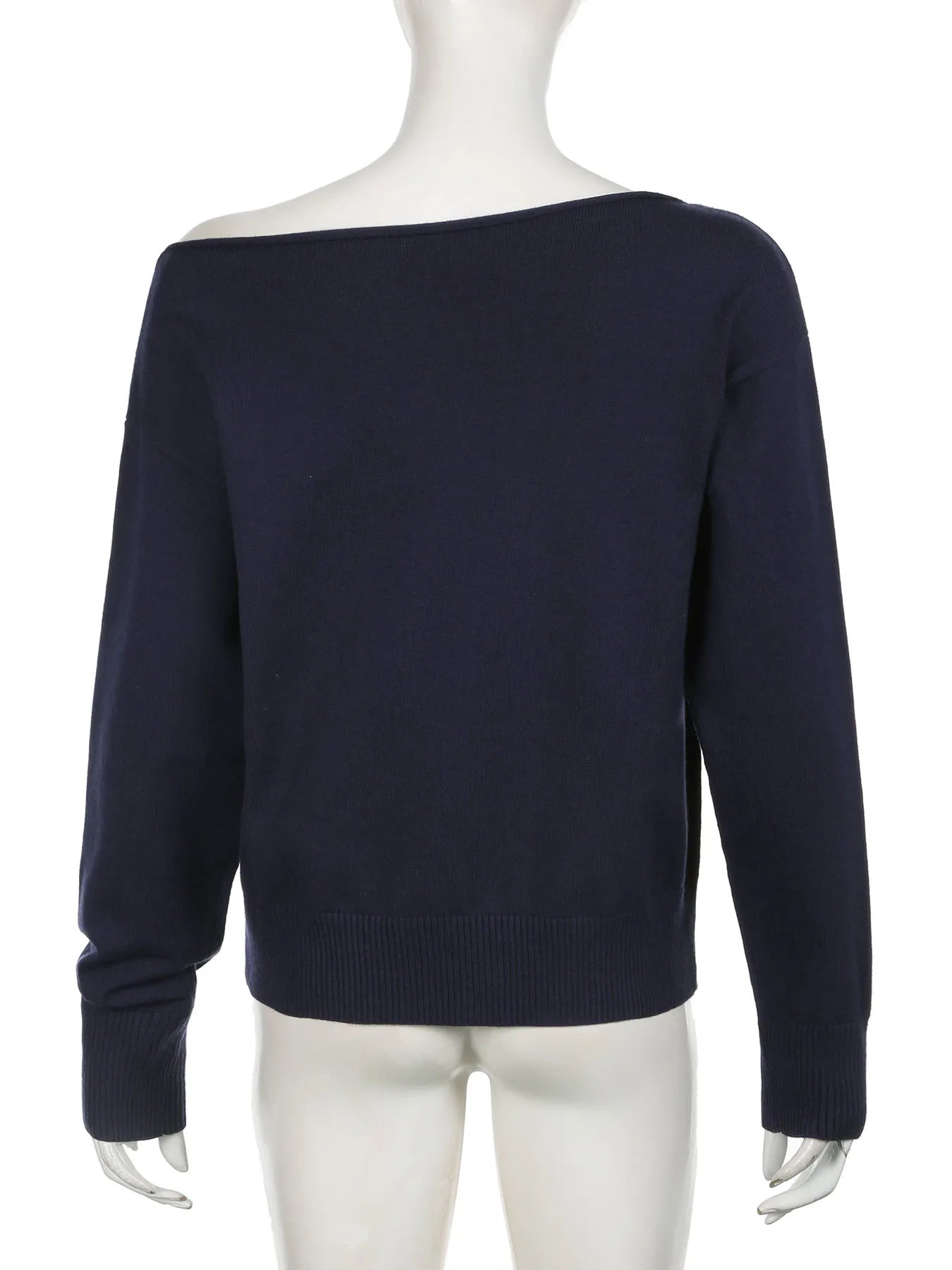 LIZAKOSHT  -  Casual Solid Off-Shoulder Sweater Basic Loose Crew Neck Long Sleeve Knitted Pullovers Women Autumn Winter Fashion