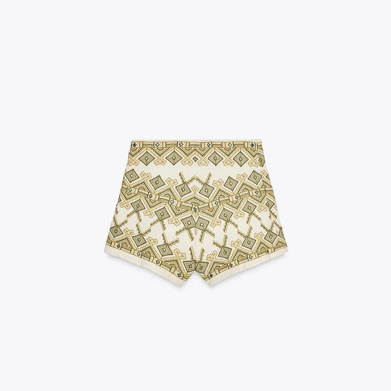 LIZAKOSHT  -  Women's Shorts Embroidery Elegant High Street Patchwork Contrast Short Pants Lady Summer Fashion New Lady Streetwears