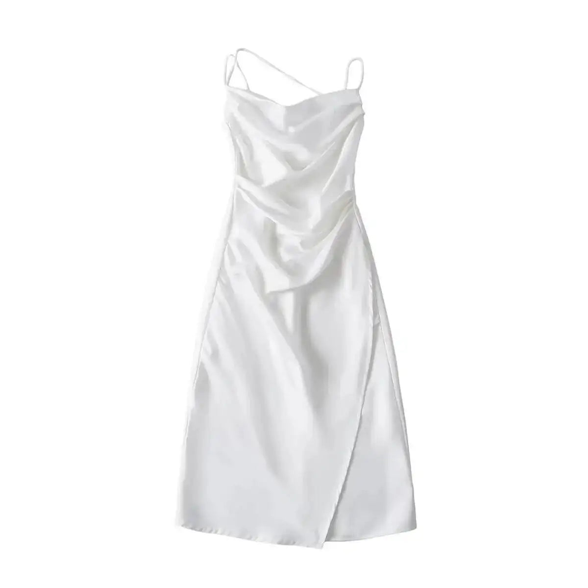 LIZAKOSHT  -  Summer French Style Low Collar Sling Dress Women High Waisted Wrap Hip Solid Slim Light Mature Style A-line Long Dress IYVL