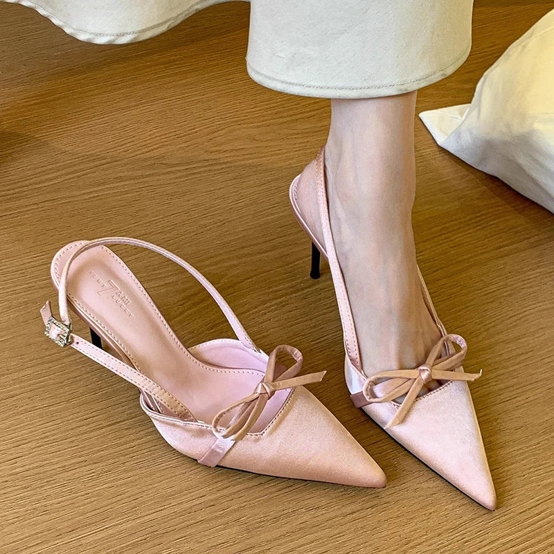 LIZAKOSHT  -  Summer High Heel Women Sandals Fashion Pointed Toe Singbacks Shoes Ladies Elegant Party Dress Sandalias