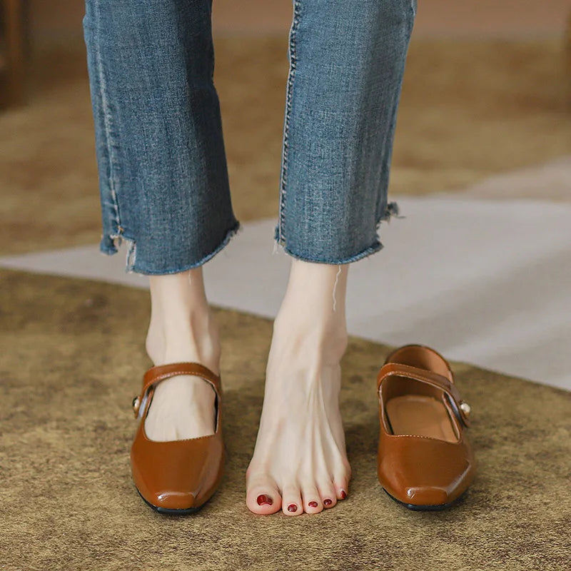 LIZAKOSHT -  new designer camellia flower slippers women plaid leather slides shoes floral buckle leather flip flops woman flat sandales