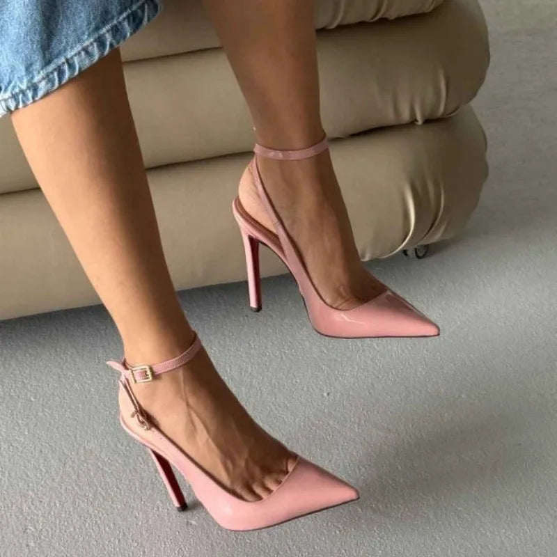 LIZAKOSHT  -  Fashion Pumps New High Quality Handmade Customized Lacquer Leather Shoes Pointed Shallow Mouth Open Heel Women High Heels