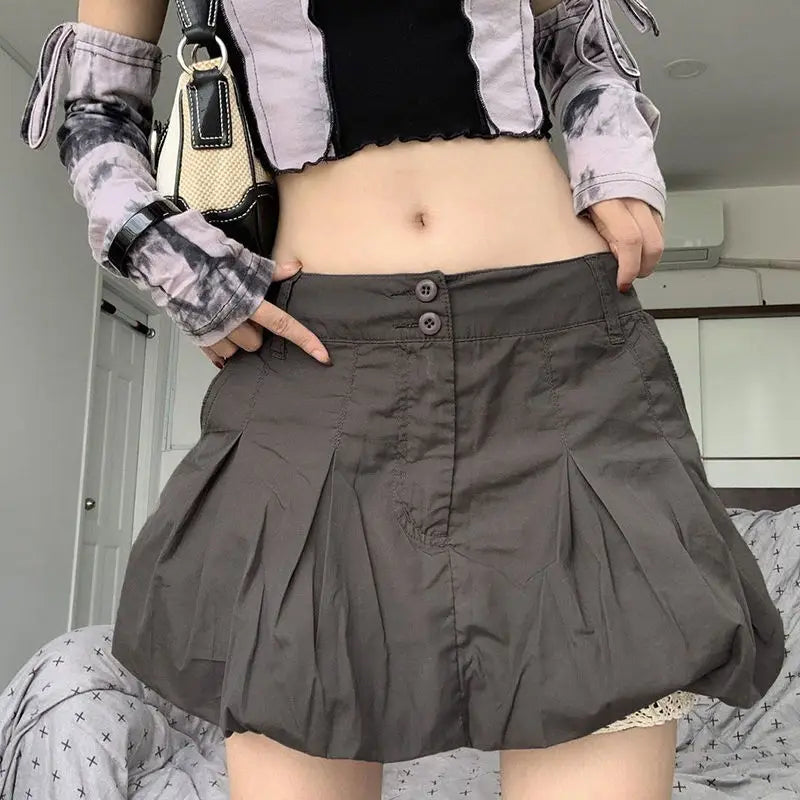 LIZAKOSHT  -  Skirt Workwear Style Solid Color Pleated Cover-Up Slimming Bud Skirt Personalized Street Style Versatile Tutu Skirt
