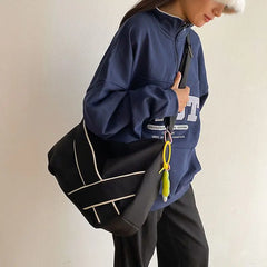 LIZAKOSHT  -  Spring New High-capacity Nylon Canvas Tote Bag Korean Fashion Simple Unisex Shoulder Bag Casual Sport Yoga Bag Student Bookbag