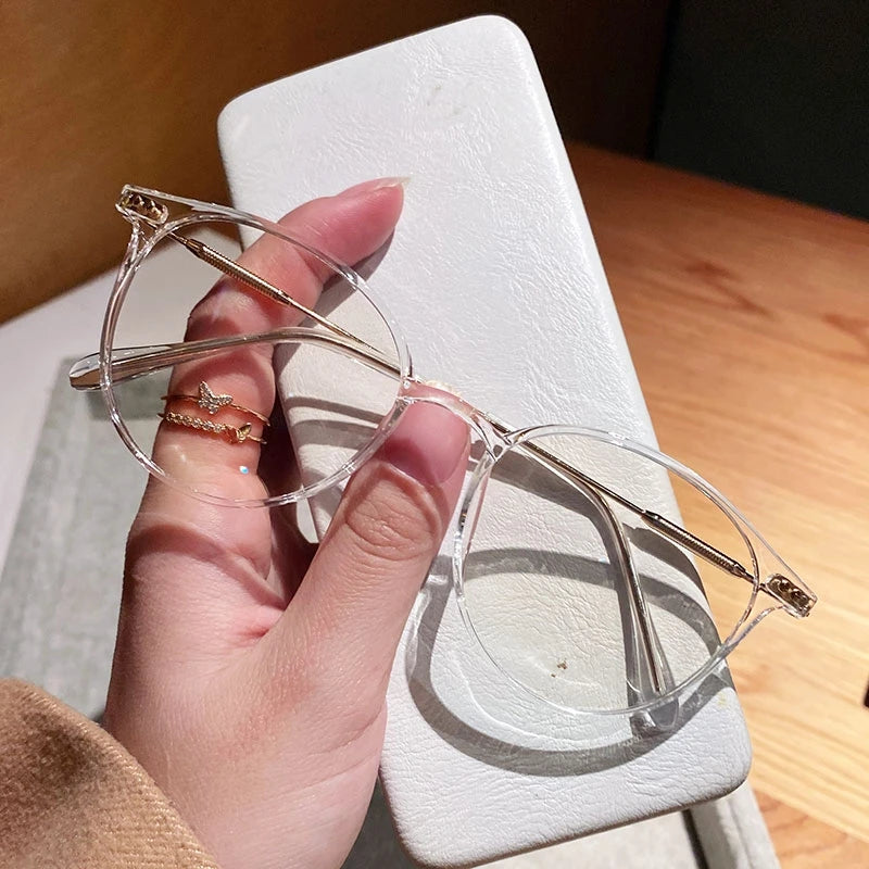 LIZAKOSHT  -  Retro Anti Blue Light Glasses Women Men Round Frame Computer Reading Eyewear Vintage Oversized Optical Spectacle Eyeglass