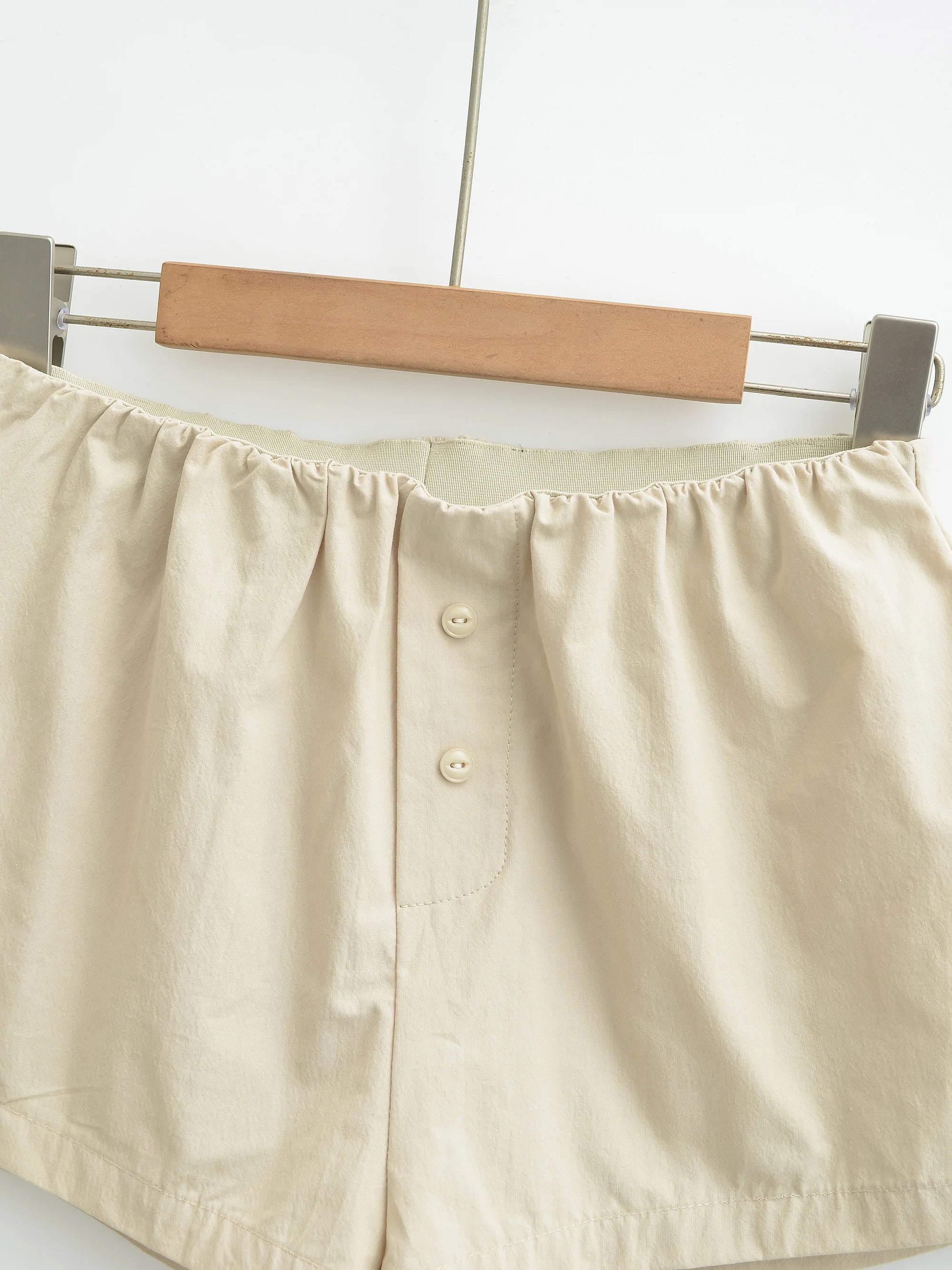 LIZAKOSHT  -  3 colors Summer Sports Cotton Causal Shorts Women Elastic Waist Loose Wide Leg Straight Short Pants Trousers Armygreen Khaki