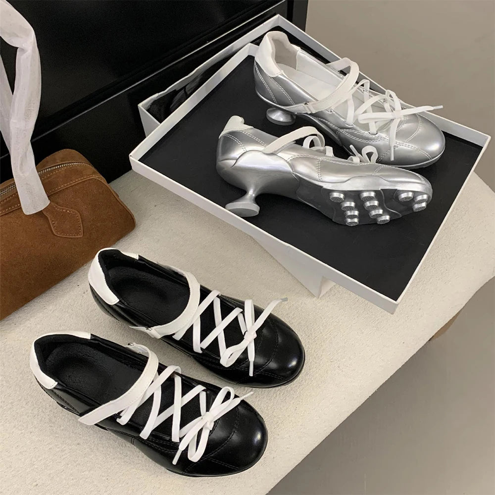 LIZAKOSHT  -  New Sports Style Lace Up Ballet Shoes Women's Designer High Heels Mary Jane Dance Ballroom Party Prom Shoes 1.97 inch