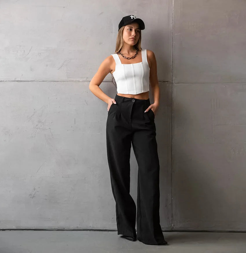 LIZAKOSHT  -  Commuter Style Versatile Casual Straight Leg Pants Women's Autumn New Black Loose Fashion Draped suit trousers Office Ladies