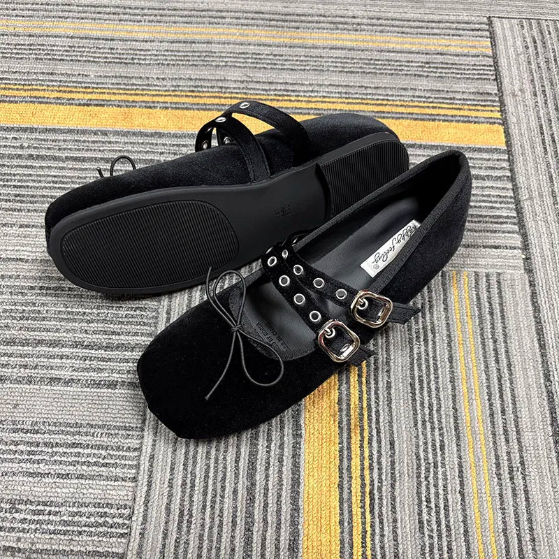 LIZAKOSHT  -  Soft Female Round Toe Footwear Women Mary Janes Lolita Shoes New Silk Fashion Buckle Strap Elegant Shallow Ladies Flats Shoes