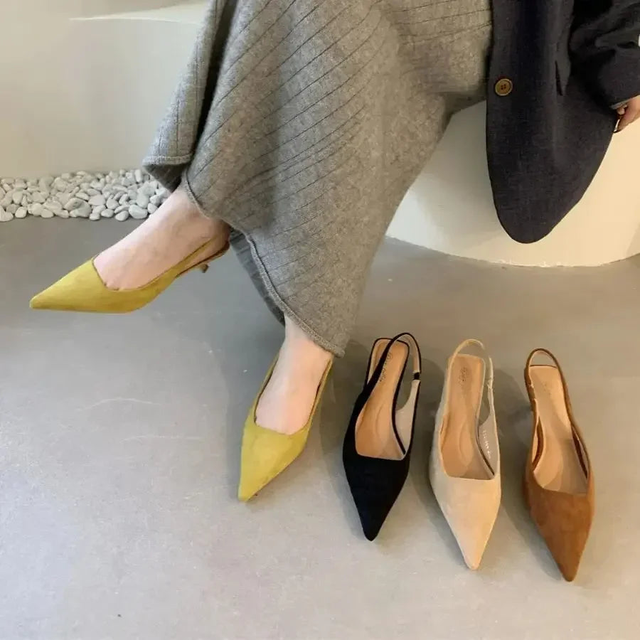 LIZAKOSHT  -  Pointed Toe Elegant Sandals Women Low-heel Office Women Shoes Retro Summer New Shoes Fashion Slingback Shoes Mules Pumps Woman