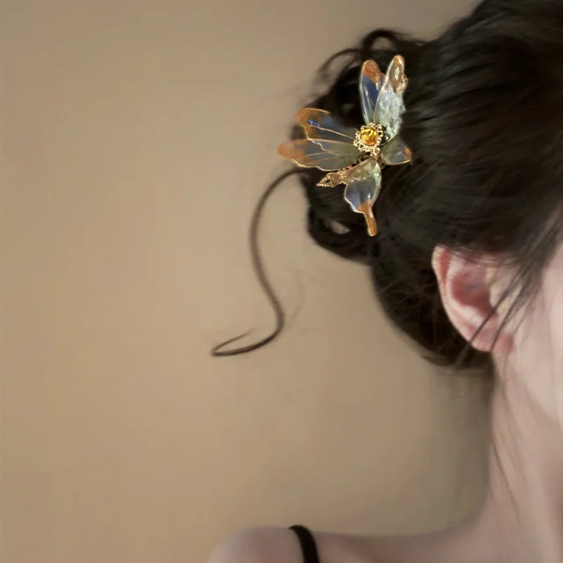 LIZAKOSHT  -  1PC Butterfly Dream Super Fairy New Chinese Retro Heat Shrink Butterfly Hair Clip Niche Design Temperament Hanfu Side Clip