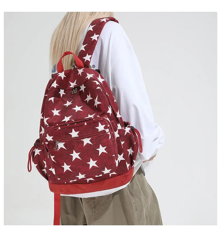 LIZAKOSHT  -  High-capacity Vintage Grunge Men Backpacks All Match Simple Fashion Star Letter Schoolbags Y2k Aesthetic Trendy Backpack Women