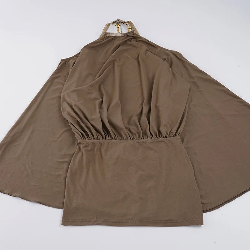 LIZAKOSHT  -  New European and American Hot Girl Style Strapless Backpack Hip Sexy Loose Bat Sleeve Dress Design Halter Neck Skirt