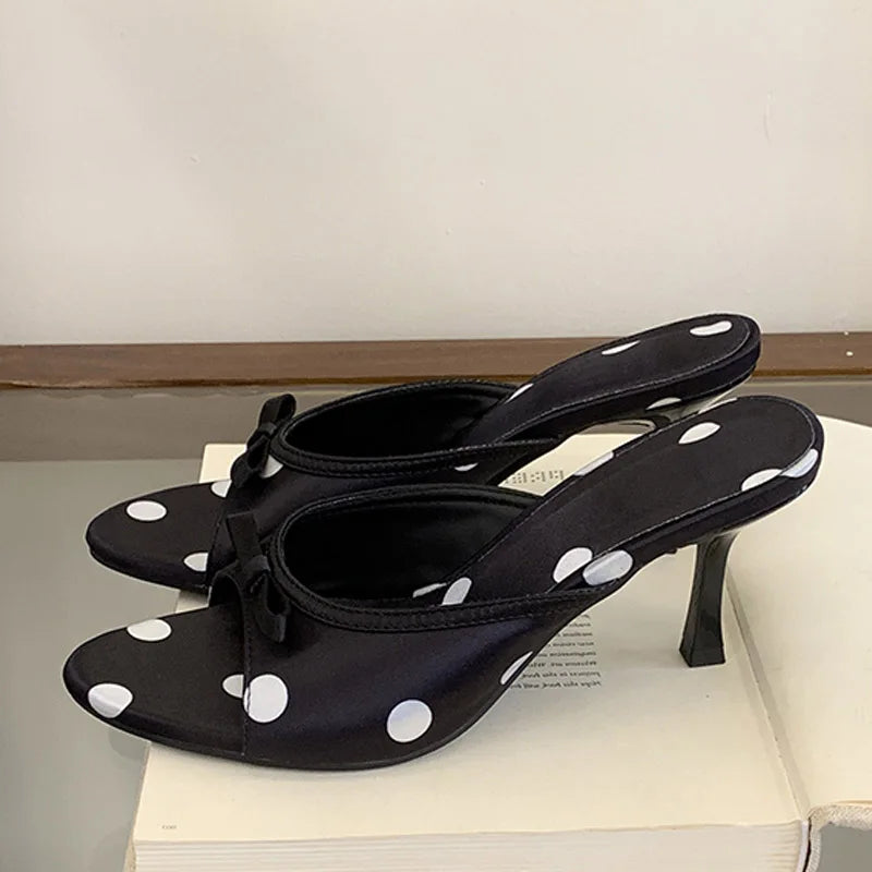 LIZAKOSHT  -  New Summer Design Butterfly-kont Open Toe Women Slippers Fashion Thin High Heels Party Prom Slide Shoes