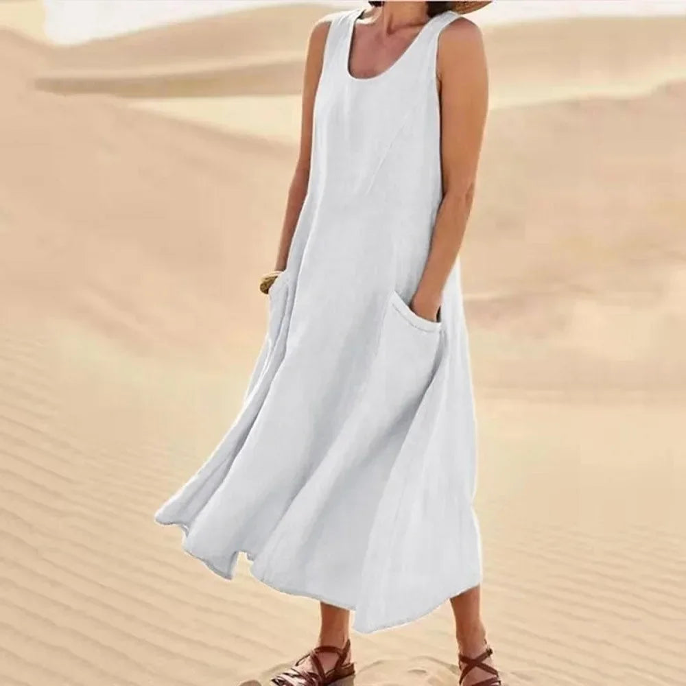 LIZAKOSHT  -  Women Clothing Streetwear Vestido De Festa Vintage Summer Dress for Women Long Dress Loose Fashion Clothes Casual Elegant