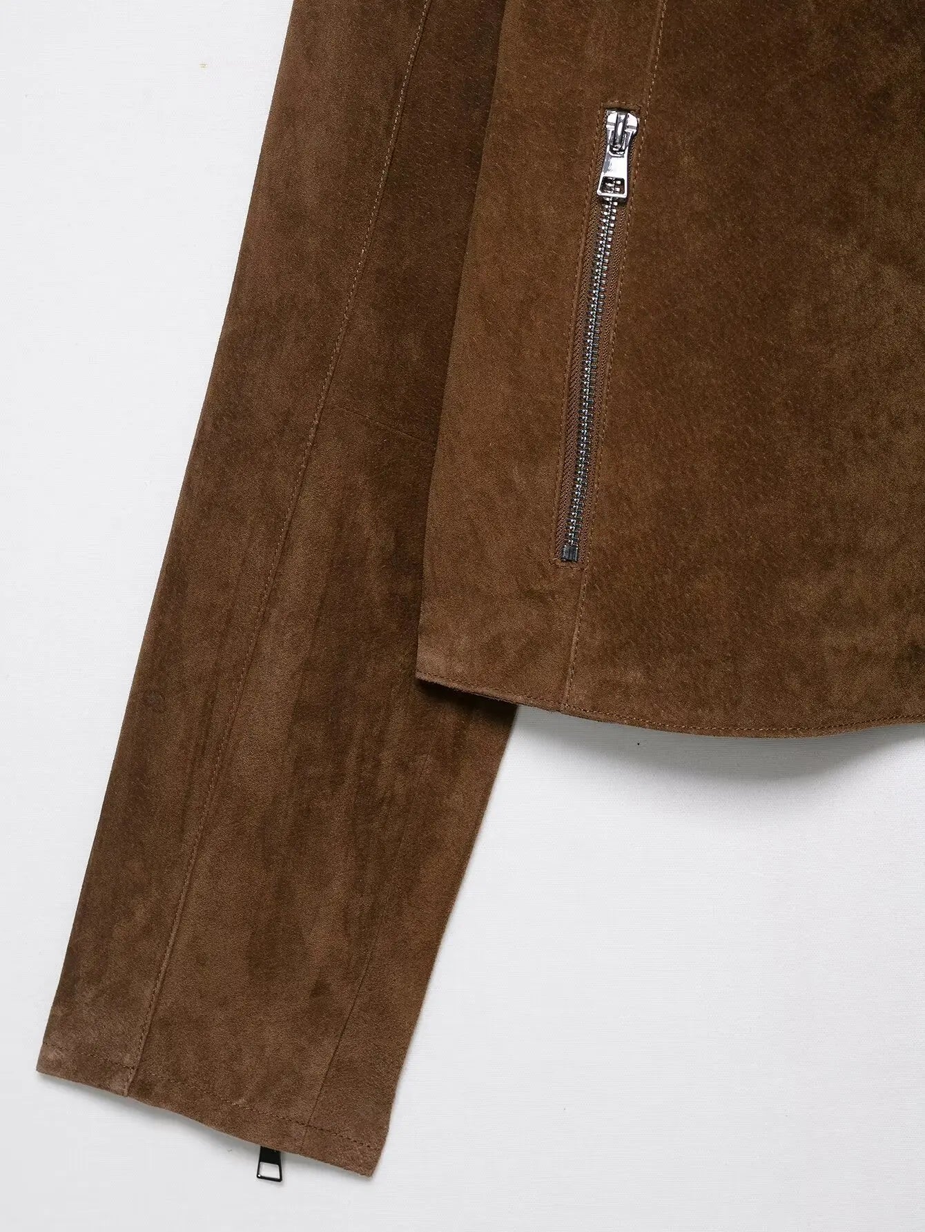 LIZAKOSHT  -  Fashion Suede Short Jackets Women Vintage Lapel Zippers Long Sleeve Pocket Jacket Coat 2025 New Autumn Winter Casual Streetwear