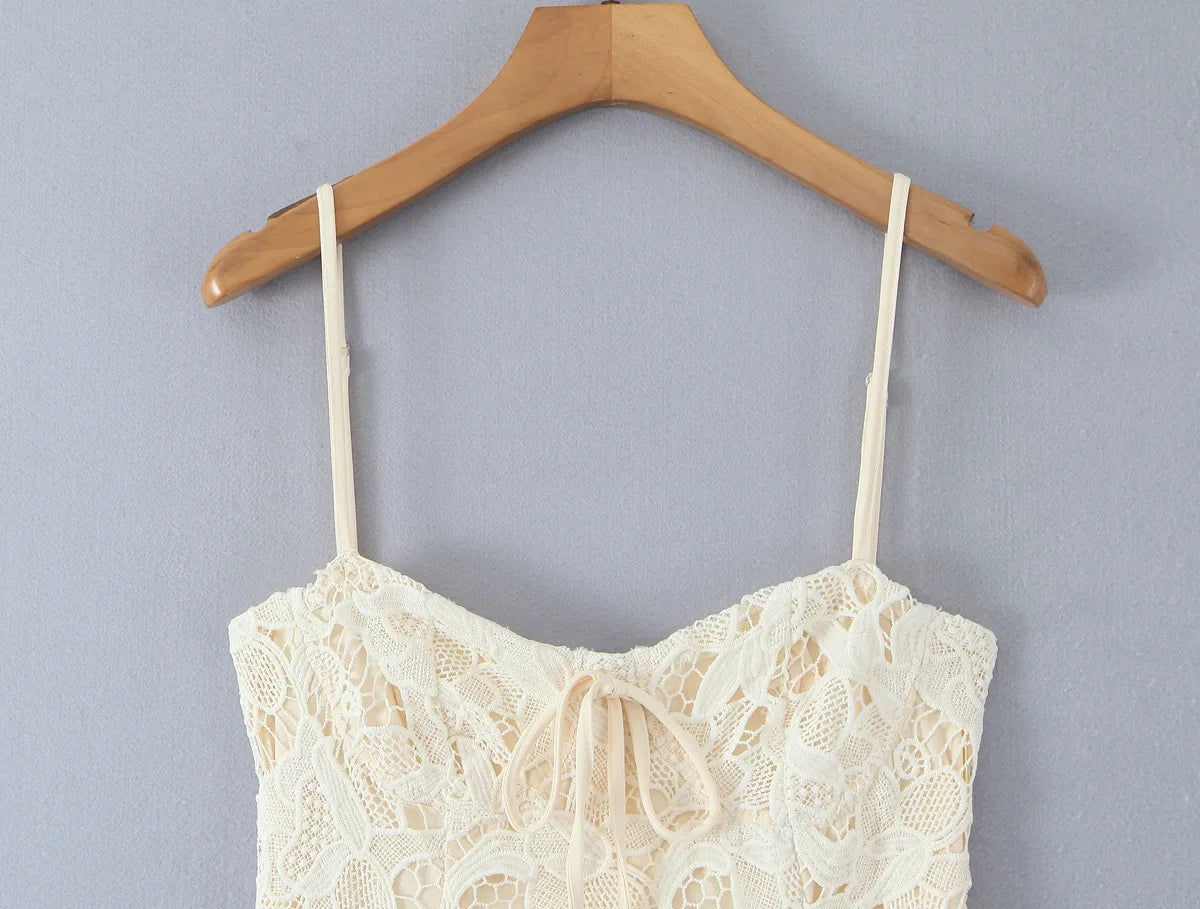 LIZAKOSHT  -  Sexy Lace Elegant Dress Women Strap Slim Vintage Evening Party Mini Dress Female Bow Design Korea Style Chic Outfit