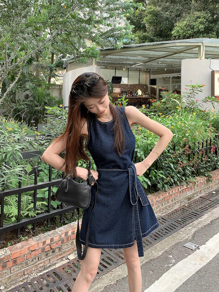 LIZAKOSHT  -  New Elegant Sleeveless Y2k Mini Dress Women 2000s Casual Outwear Short Party Dress Vintage One Piece Dress Korean Fashion