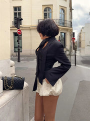 LIZAKOSHT  -  Fashion V-Neck Elegant Blazers Coat Women Commute Patchwork Lace-Up Solid Autumn New Clothes Female Outwear jacket