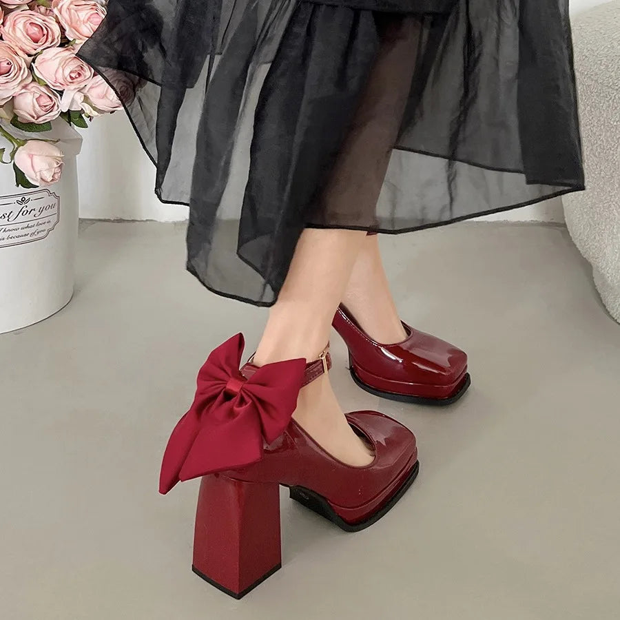 LIZAKOSHT  French block heel heels women's new autumn winter white vintage mary jane shoes  pumps women shoes