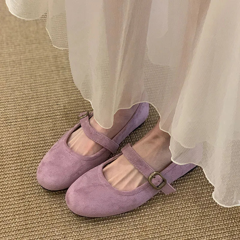 LIZAKOSHT  -  Spring Brand Women Flats Soft Leather Eelgant Dress Shoes Round Toe Shallow Slip On Ladies Casual Ballet Shoes Mule New