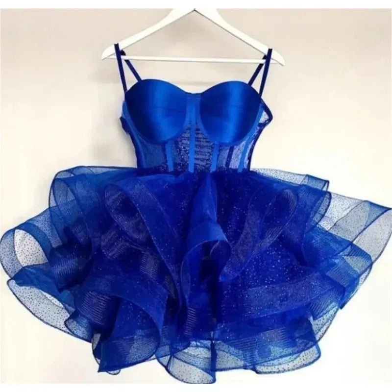 LIZAKOSHT  -  Mini Tiered Homecoming Dresses Sexy Cocktail Ball Party Gowns Shiny Short Backless Evening Dresses Коктейльные Платья