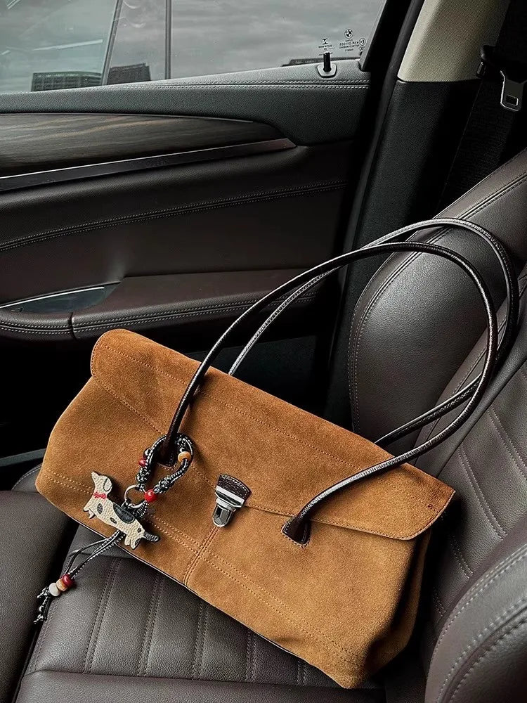 LIZAKOSHT  -  New Brown Suede High-end Tote Bag Fashionable Women's Bag Versatile Suede Handbag Single Shoulder Armpit Bag Commuter Bag