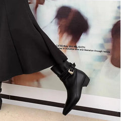 LIZAKOSHT  -  Women Elegant Fashion Ankle Boots Winter Goth Woman Shoes New Mid Heels Slip on Chelsea Designer Brand Zapatos De Mujer