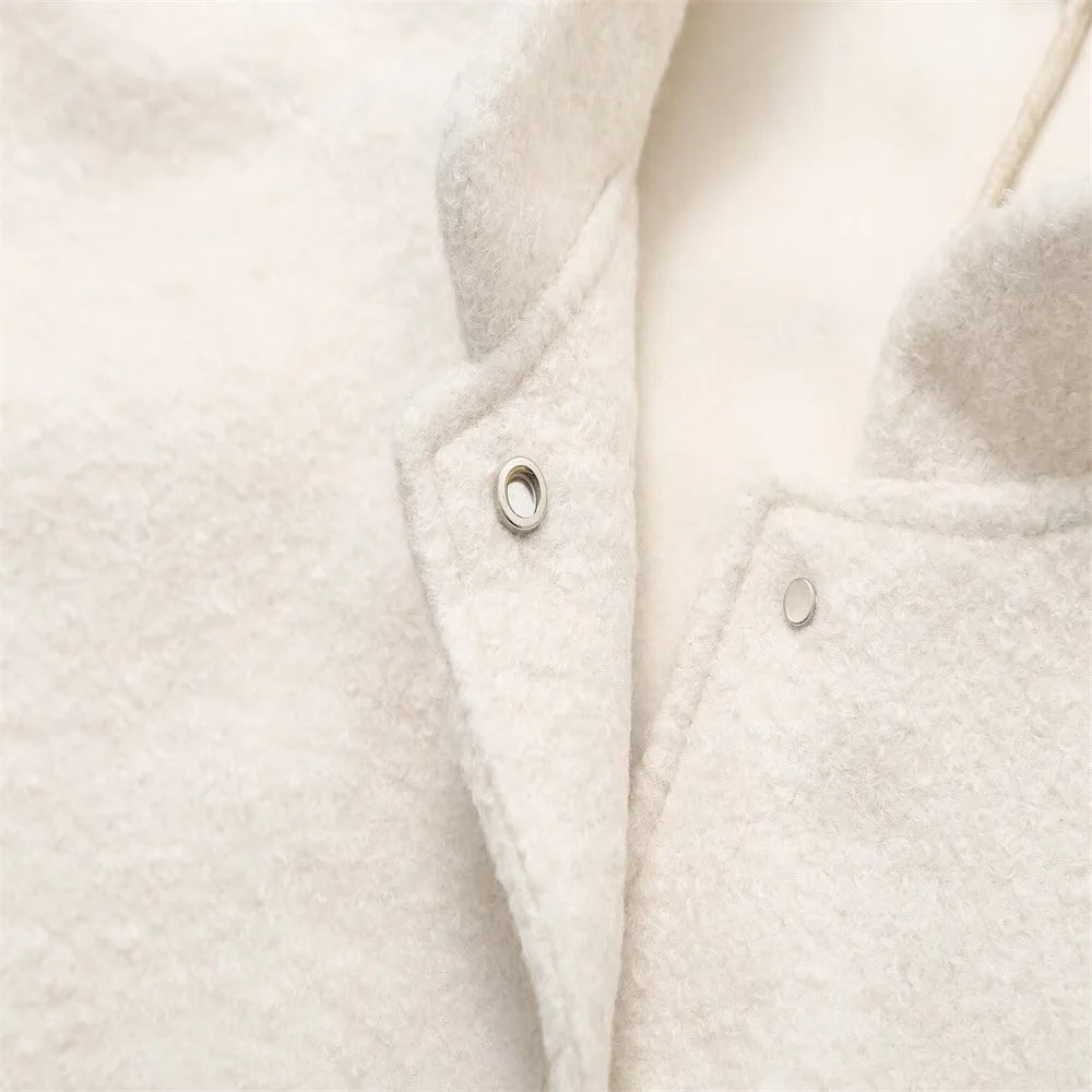 LIZAKOSHT  -  Winter Women Jackets Female Tops Autumn New Fashion Loose Casual Collar Solid Color Bomber Coats Woolen Jacket Women Clothing