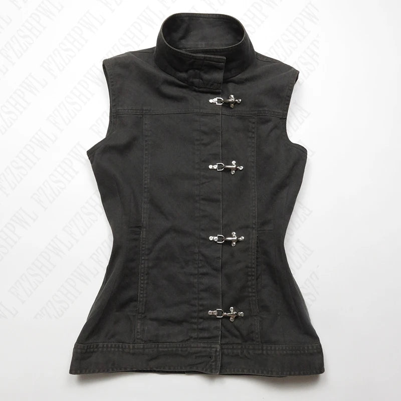 LIZAKOSHT  -  Fashion y2k Millennium Harajuku American Retro Design lobster buckle waistcoat solid color Slim top for Women New style emo