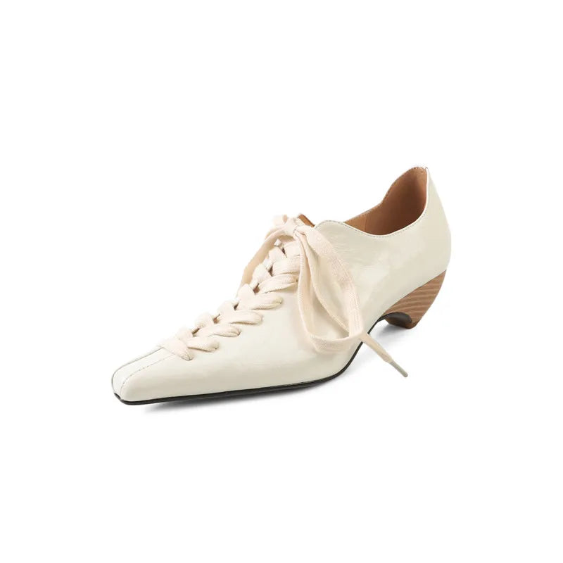 LIZAKOSHT  -  Fashion Pumps New High Quality Genuine Leather Shoes Cross Lace High Heels Commuter Women's Heels Women's Shoes