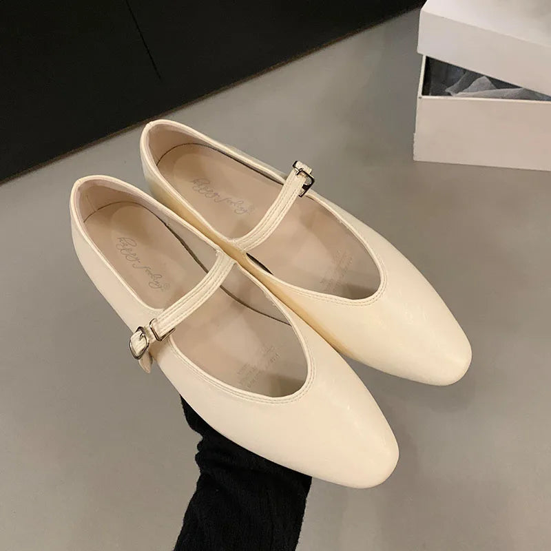 LIZAKOSHT  -  Spring Women Flats Fashion Round Toe Shallow Slip On Ladies Ballerinas Shoes Soft Flat Heel Mary Jane Shoes Mujer New Woman