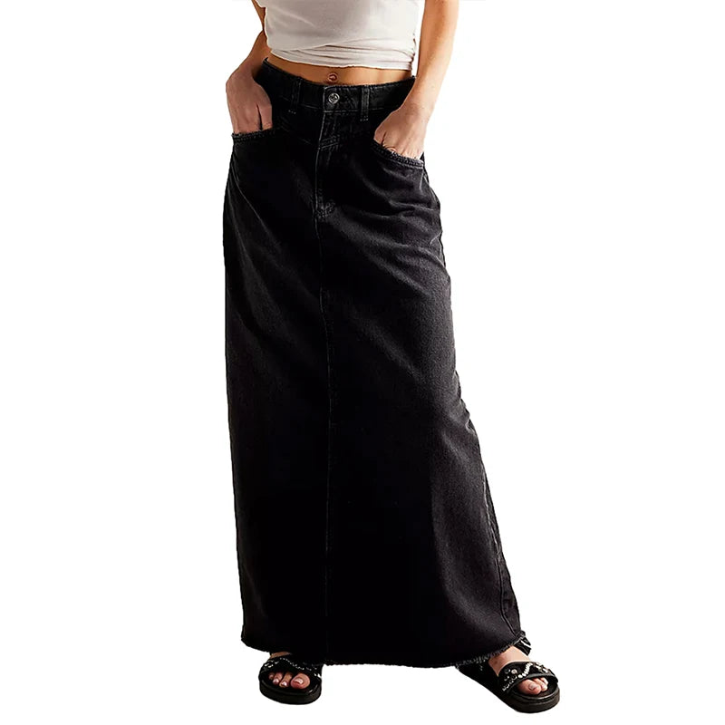 LIZAKOSHT  -  Denim Skirt For Women Early Spring High Waist Hip Skirt Women's New Retro a-line Mid-length Denim Skirt