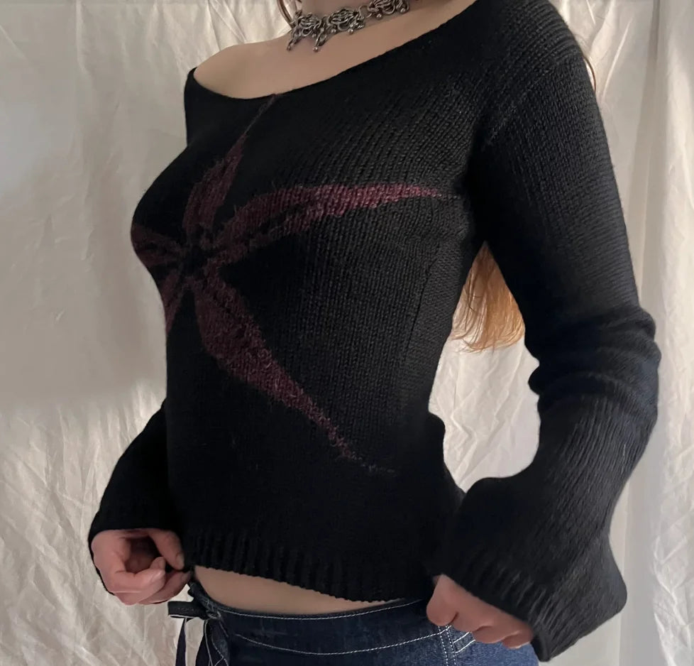 LIZAKOSHT  -  Casual Classic Korean Sweater Knitwear Women's Clothing Y2K Harajuku Vintage Tops Slim Short Tide Chic Pattern emo Slim Knitwear