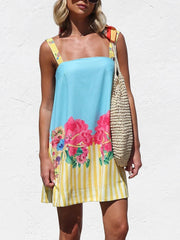 LIZAKOSHT  -  Leisure vacation style cute printed mini camisole dress fashionable daily sweet girl dopamine style camisole dress