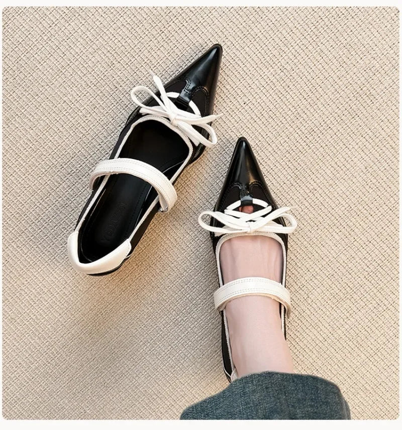 LIZAKOSHT  -  Fashion Pointed Toe Butterfly Knot Strange Style Mary Jane Shoes Women Designer Sports Ballet Shoes Elegant Party Dress Pumps