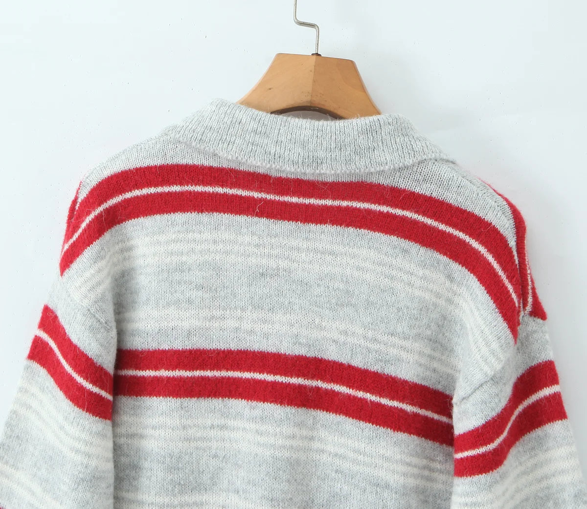 LIZAKOSHT  -  Fashion Knitted Striped Sweater Women 2025 New Autumn Vintage Loose Turndown Collar Pullover Casual Buttons Up Elegant Knitwear