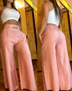 LIZAKOSHT  -  High Waist Wide Leg Pants Pure Color Loose plus Size Flared Trousers Women's Fashion plus Polyester Spring Autumn Season