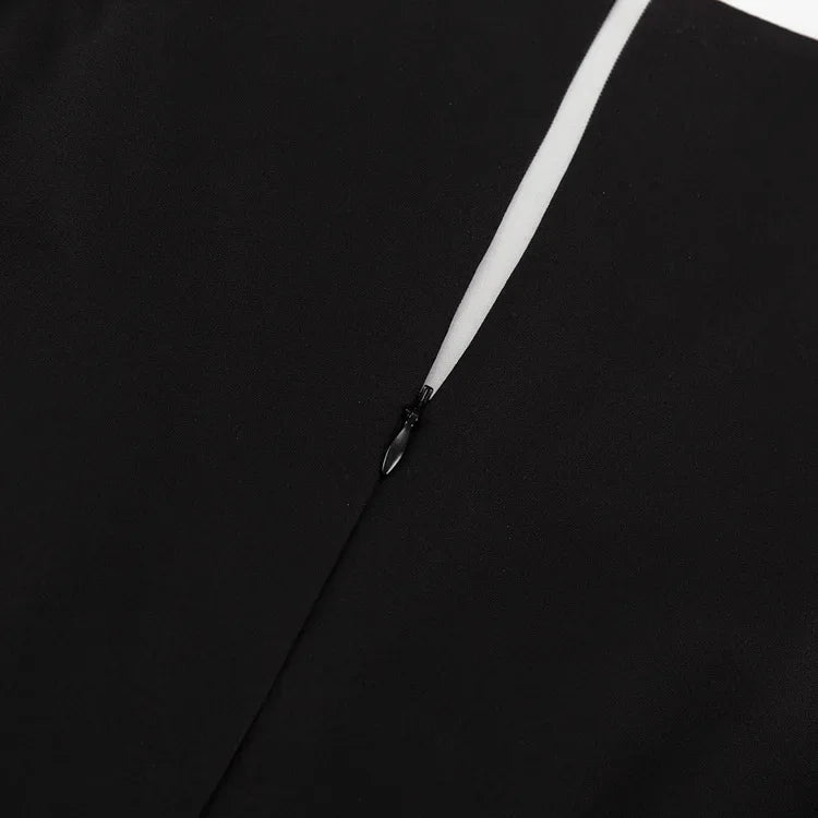 LIZAKOSHT  -  Summer Black V-Neck Mini Dress For Women Ruffled High Waist Slim Commute Elegant Party Dress Female Solid Bodycon Dress