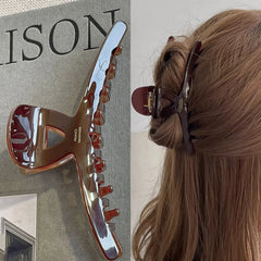 LIZAKOSHT  -  1PC Chocolate, Acetate, Grab Clip, Hair Clip, Female, Back of Head, Hair Grip, Premium, Shark, High Quality, Four Seasons